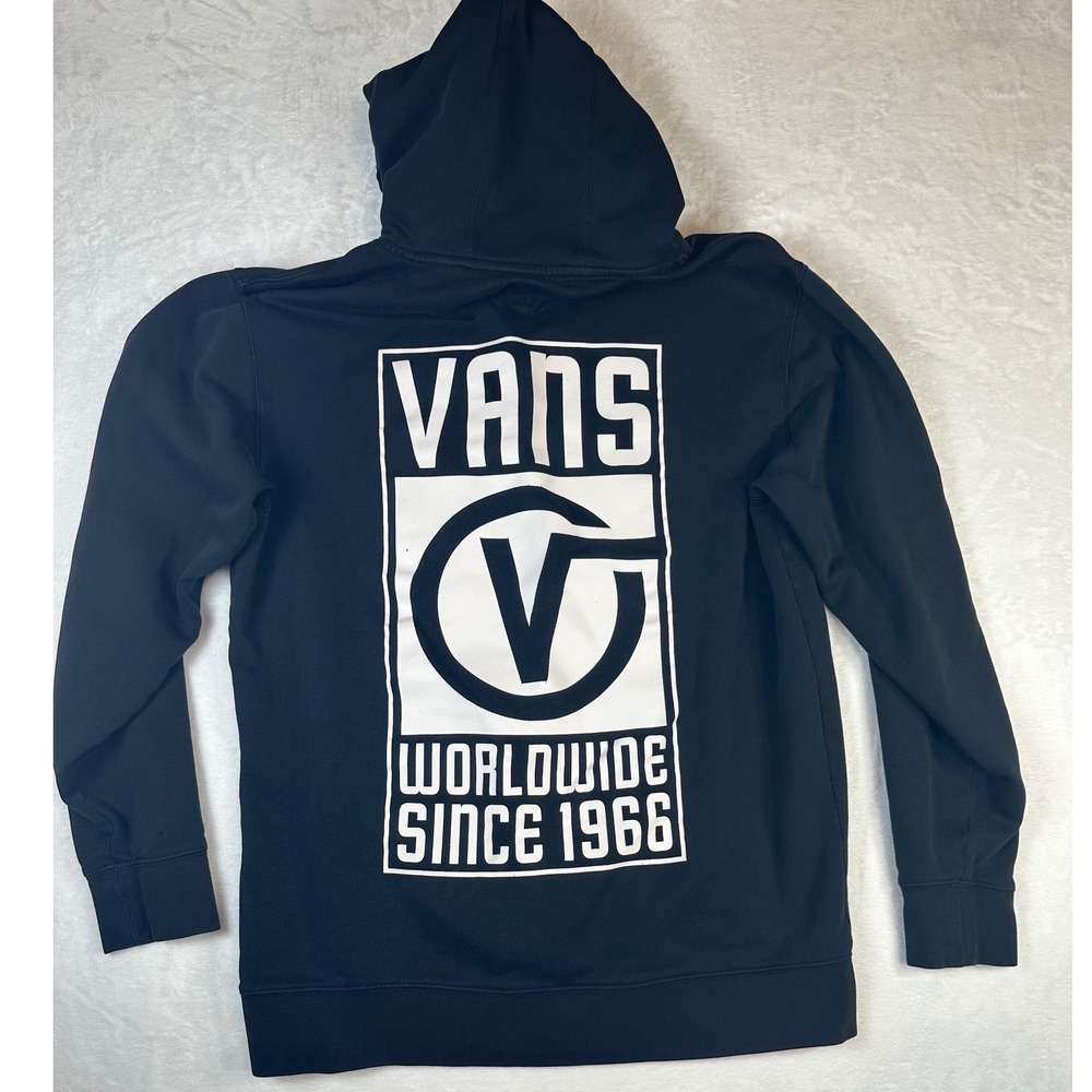 Vans Worldwide Since 1966 Blackβ Pullover Hoodie Mens Medium Skate Sweatshirt
